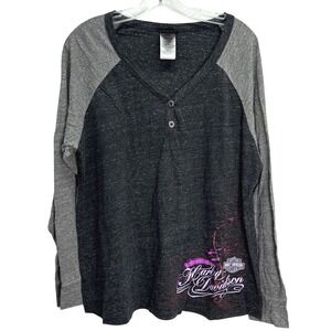 Harley Davidson Womens 1X Barnett El Paso Texas Raglan Long Sleeve T Shirt